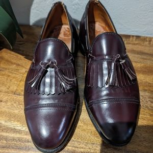 Allen Edmonds Dalton 10 EEE‎ burgundy red cap toe braided tassel